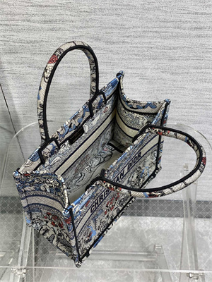 CD Small Book Tote Jardin Magique Embroidery Grey Blue