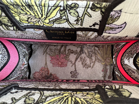 CD Small Book Tote Mexico Millefiori Embroidery White Multicolor