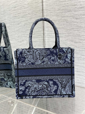 CD Small Book Tote Toile de Jouy Embroidery Denim Blue
