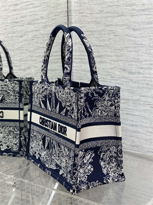 CD Small Book Tote R??ve d’Infini Embroidery Blue and White