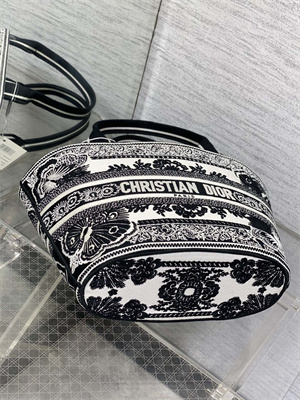 CD Hat Basket Bag White and Black Butterfly Bandana Embroidery