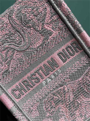 CD Mini Vertical Di.or Book Tote With Strap Toile de Jouy Embroidery Grey and Pink
