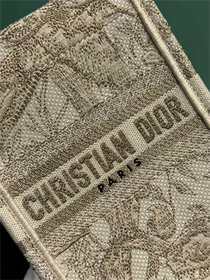CD Mini Vertical Di.or Book Tote With Strap Jardin d??Hiver Embroidery White and Gold Tone