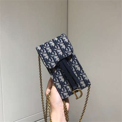 CD Phone holder With Chain Blue Oblique Jacquard