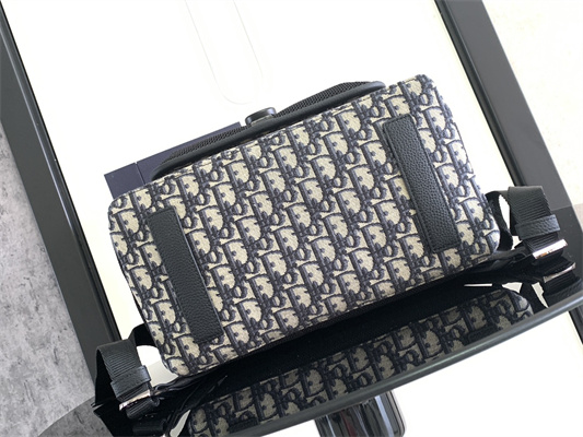 Di.or 8 Backpack Beige and Black Oblique Jacquard