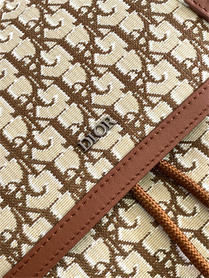 Large Di.or X Cactus Jack Hit The Road Backpack Brown Oblique Jacquard