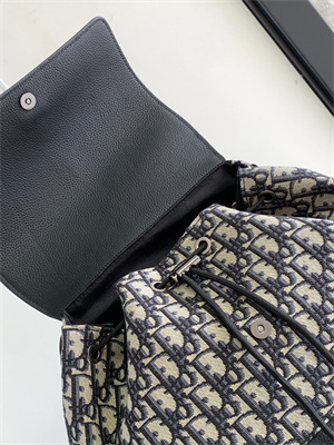 Di.or Motion Backpack Beige and Black Oblique Jacquard and Black Grained Calfskin