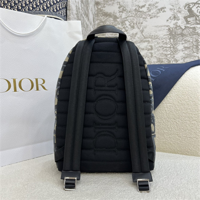 Di.or Rider Backpack Beige and Black Maxi Oblique Jacquard