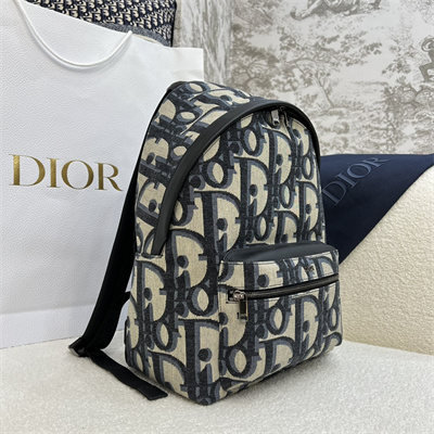 Di.or Rider Backpack Beige and Black Maxi Oblique Jacquard