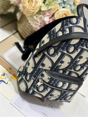 Di.or Mini Rider Backpack Beige and Black Maxi Oblique Jacquard