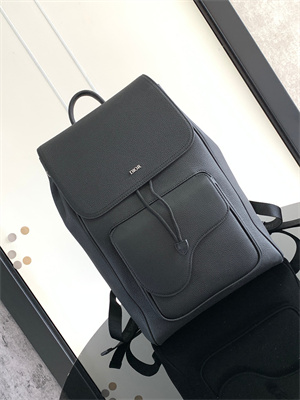 Di.or Saddle Backpack Black Grained Calfskin