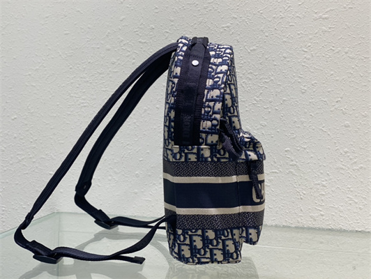 Di.or Small Travel Backpack Blue Oblique Jacquard
