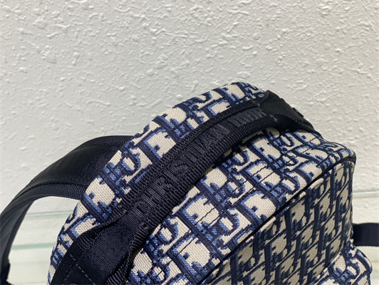 Di.or Small Travel Backpack Blue Oblique Jacquard