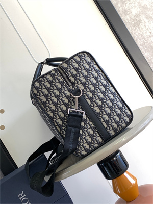 Di.or Lingot 50 Travel Bag Beige and Black Oblique Jacquard