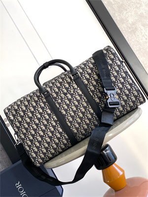 Di.or Lingot 50 Travel Bag Beige and Black Oblique Jacquard