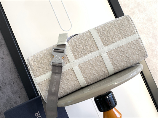 Di.or Lingot 50 Travel Bag Beige Oblique Jacquard