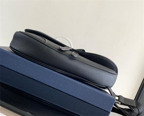 Di.or Saddle Bag Black Grained Calfskin With Bees Patch