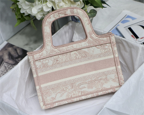 CD Mini Book Tote Toile de Jouy Embroidery Pink