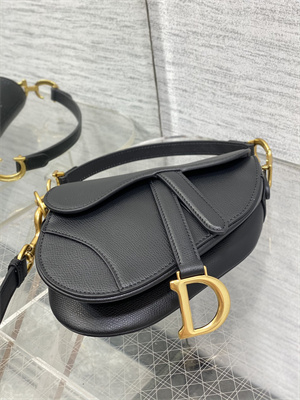 CD Mini Saddle Bag Grained Calfskin Black Color