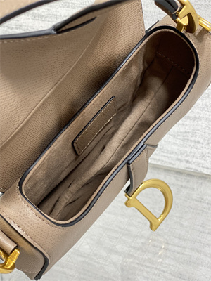 CD Mini Saddle Bag Grained Calfskin Warm Taupe Color