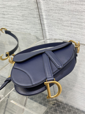 CD Mini Saddle Bag Grained Calfskin Indigo Blue Color