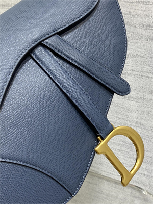 CD Saddle Bag Grained Calfskin Denim Blue Color