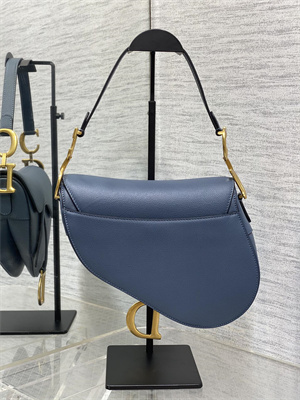 CD Saddle Bag Grained Calfskin Denim Blue Color