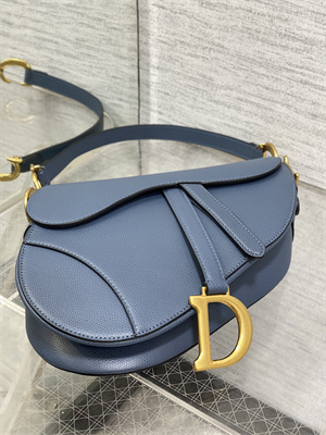 CD Saddle Bag Grained Calfskin Denim Blue Color
