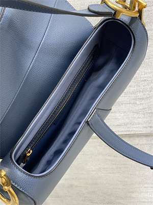 CD Saddle Bag Grained Calfskin Denim Blue Color