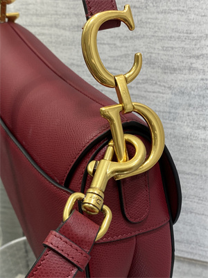 CD Saddle Bag Grained Calfskin Wine Color