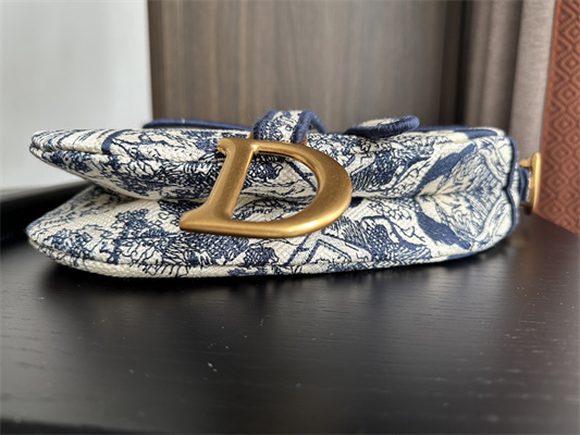 CD Saddle Bag Toile de Jouy Embroidery Blue Color