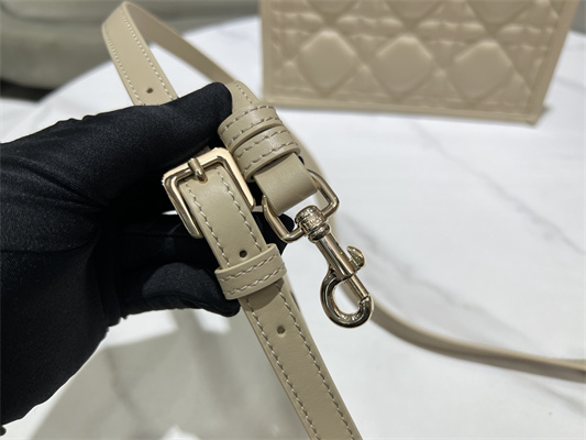 CD Small Book Tote With Strap Macrocannage Calfskin Beige