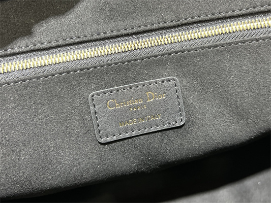 CD Medium Book Tote With Strap Macrocannage Calfskin Black