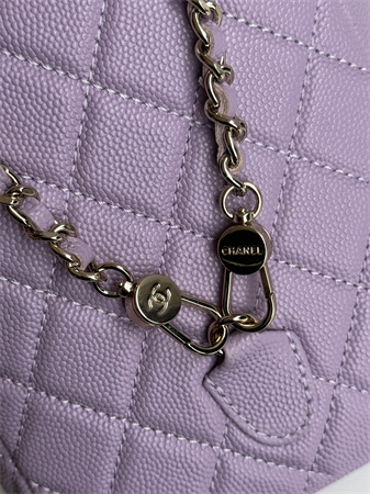 Cha.nel Mini Backpack Grained Calfskin Gold-Tone Metal Purple AP3753