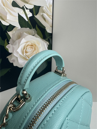 Cha.nel Mini Backpack Grained Calfskin Gold-Tone Metal Green AP3753