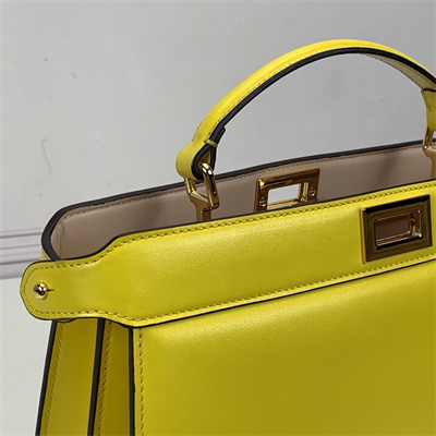 Fen.di Peekaboo ISeeU East-West Leather Bag Yellow Color