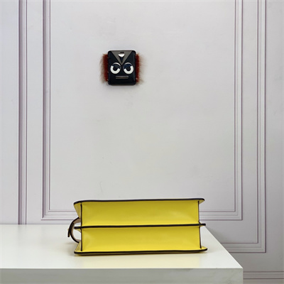 Fen.di Peekaboo ISeeU East-West Leather Bag Yellow Color