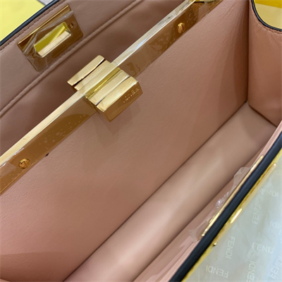 Fen.di Peekaboo ISeeU East-West Leather Bag Yellow Color