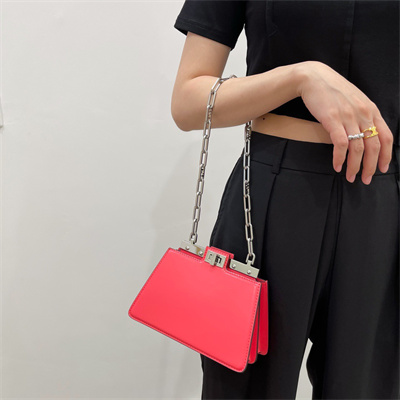 Fen.di Peekaboo Cut Petite Leather Bag Pink Color