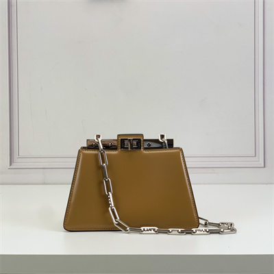 Fen.di Peekaboo Cut Petite Leather Bag Brown Color