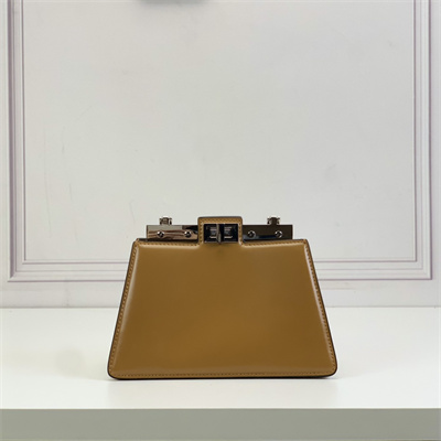 Fen.di Peekaboo Cut Petite Leather Bag Brown Color
