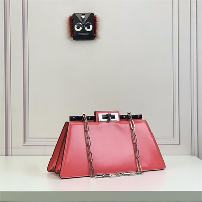 Fen.di Peekaboo Cut Medium Leather Bag Pink Color