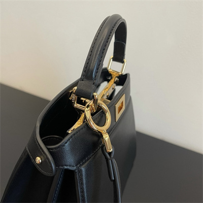 Fen.di Peekaboo ISeeU Petite Leather Bag Black Color