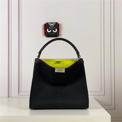 Fen.di Peekaboo X-Lite Medium Leather Bag Black Color