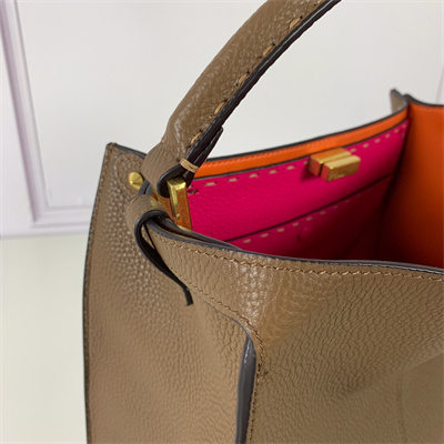 Fen.di Peekaboo X-Lite Medium Leather Bag Brown Color