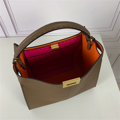 Fen.di Peekaboo X-Lite Medium Leather Bag Brown Color