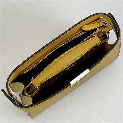 Fen.di Peekaboo ISeeU XCross Leather Bag Yellow Color