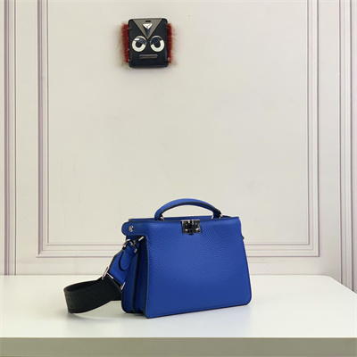 Fen.di Peekaboo ISeeU XCross Leather Bag Blue Color