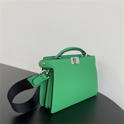 Fen.di Peekaboo ISeeU XCross Leather Bag Green Color