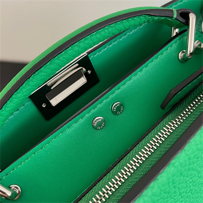 Fen.di Peekaboo ISeeU XCross Leather Bag Green Color